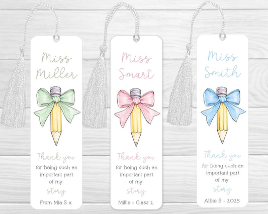 Teacher Gift Personalised Bookmark Gift End Of Term Thank you School Present