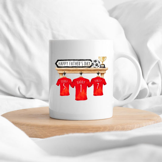 Father's Day Personalised Football Shirts Mug Family Birthday Gift For Dad, Daddy, Grandad