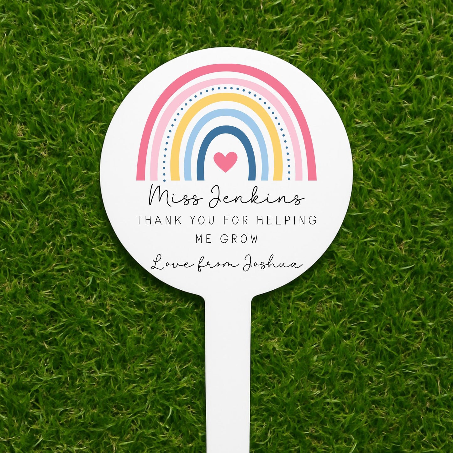 Personalised Teacher Gift Plant Stake End Of Term Thank you Present Rainbow Flower Marker