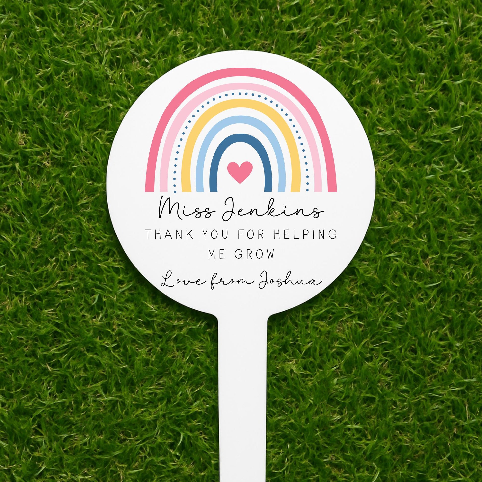 Personalised Teacher Gift Plant Stake End Of Term Thank you Present Rainbow Flower Marker
