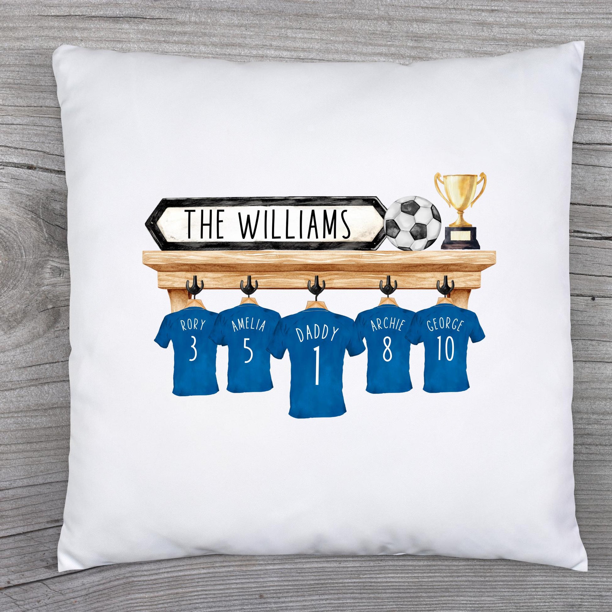 Father's Day Personalised Football Shirts Cushion Family Birthday Gift For Dad, Daddy, Grandad