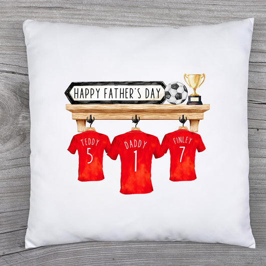 Father's Day Personalised Football Shirts Cushion Family Birthday Gift For Dad, Daddy, Grandad