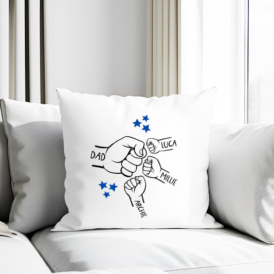 Father's Day Personalised Family Hands Cushion Family Birthday Gift For Dad, Daddy, Grandad