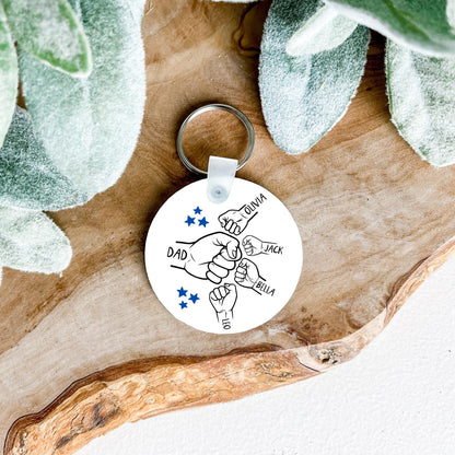 Father's Day Personalised Keyring Gift Daddy Dad Grandad Children Hands Birthday Keepsake
