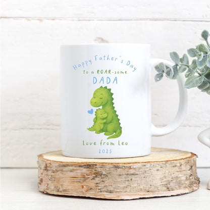 Personalised Father's Day Mug: Super Daddy Dinosaur Gift