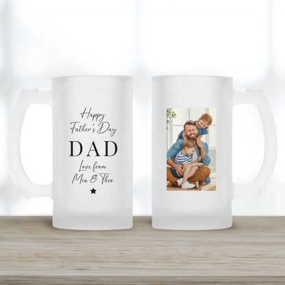 Father's Day Gift Beer Glass Personalised Photo Dad Daddy Grandad Drink Stein Present