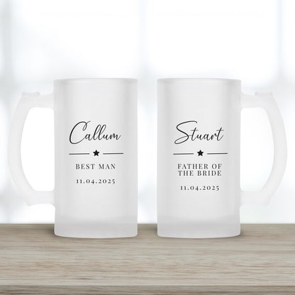 Groomsman Gift Beer Glass Personalised Best Man Father Of Bride Stag Party Wedding Drink Stein