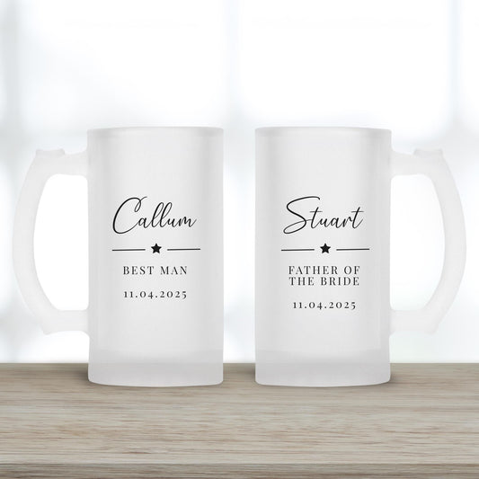 Personalised Groomsman Beer Stein: Frosted Wedding Party Gift