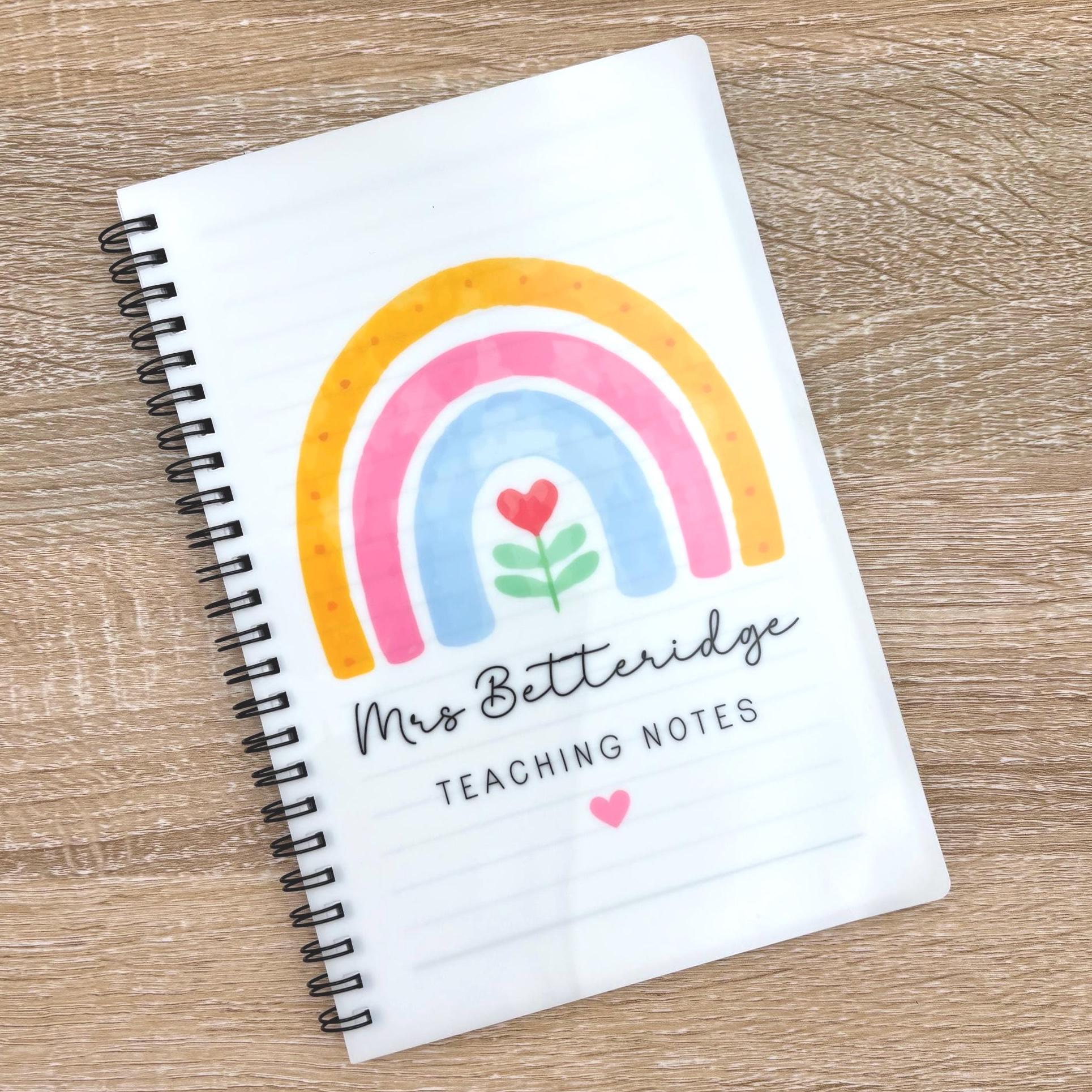 Personalised Teacher Notebook: Rainbow Design, End of Term Gift