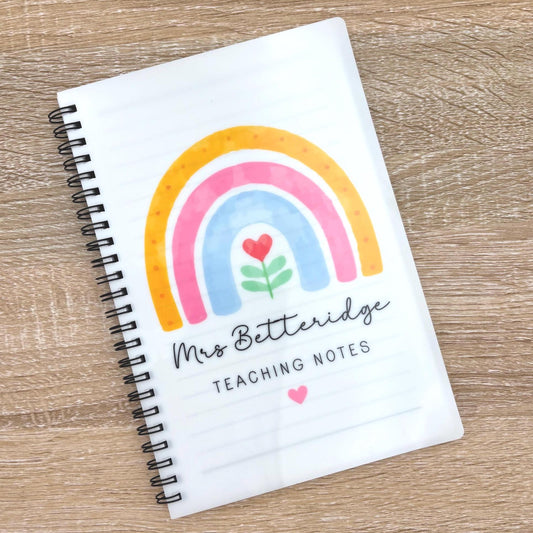 Personalised Teacher Notebook: Rainbow Design, End of Term Gift