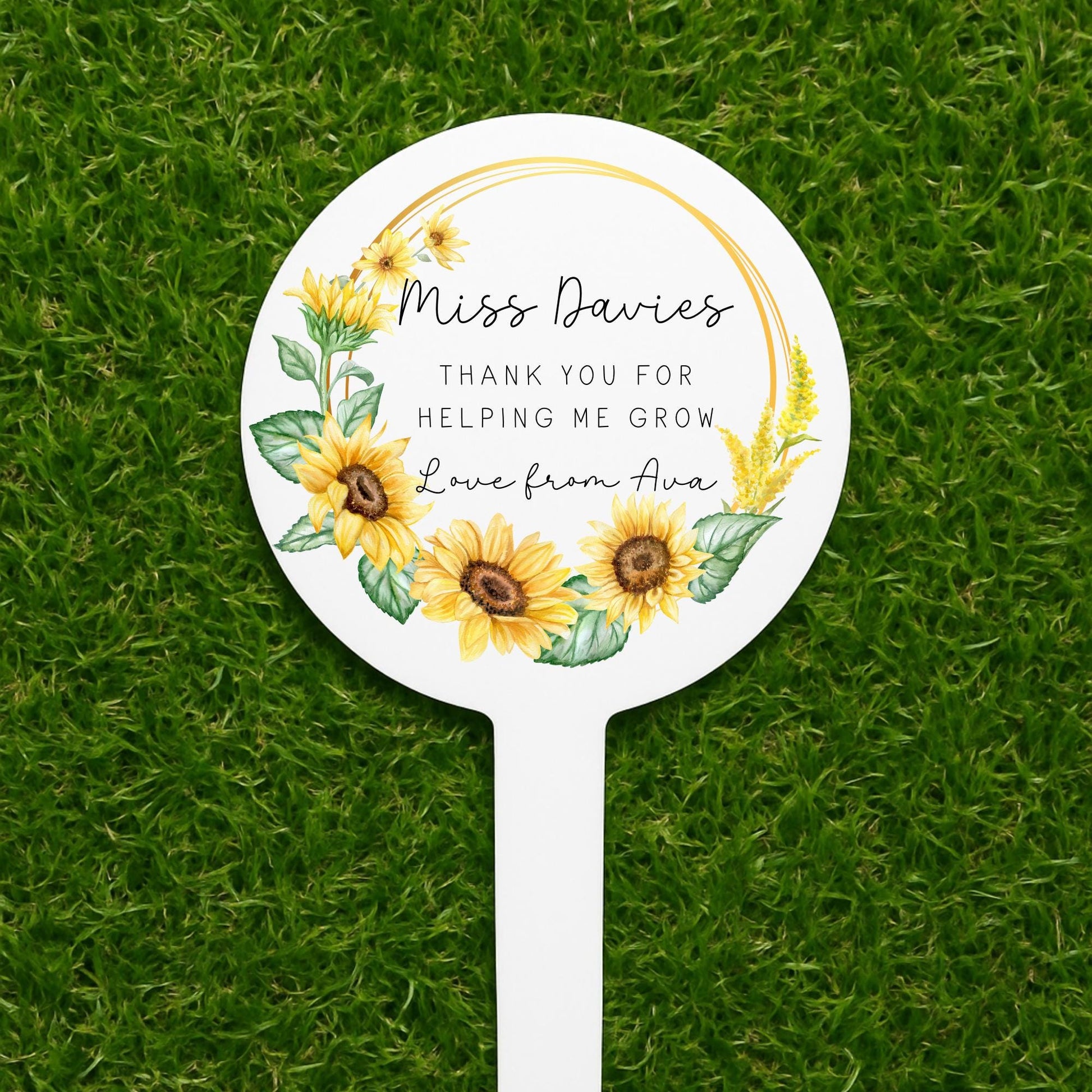 Personalised Teacher Gift Plant Stake End Of Term Thank you Present Sunflower Marker