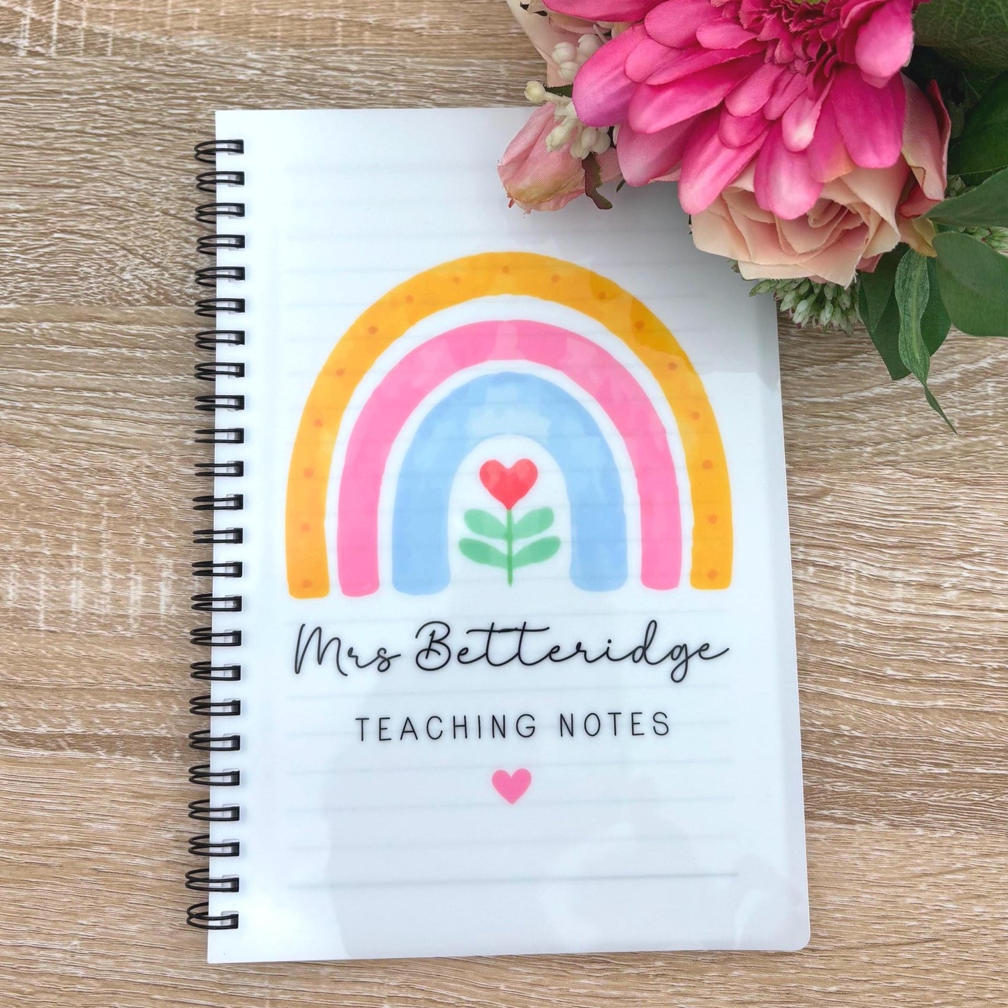 Personalised Teacher Notebook: Rainbow Design, End of Term Gift