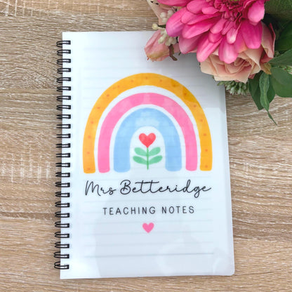 Personalised Teacher Notebook: Rainbow Design, End of Term Gift