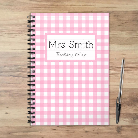 Teacher Gift Personalised Notebook End Of Term School Thank You Teaching Note Pad Gingham Present