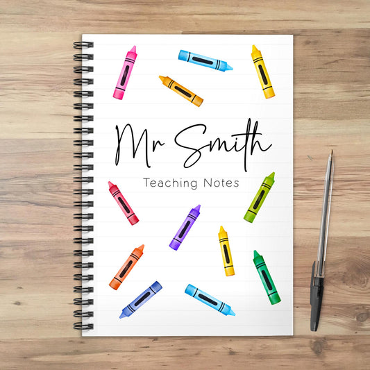 Teacher Gift Personalised Notebook End Of Term School Thank You Teaching Note Pad Crayon Present