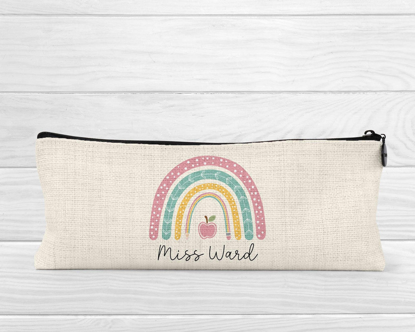 Personalised Teacher Pencil Case: End of Term Gift, Linen Stationery
