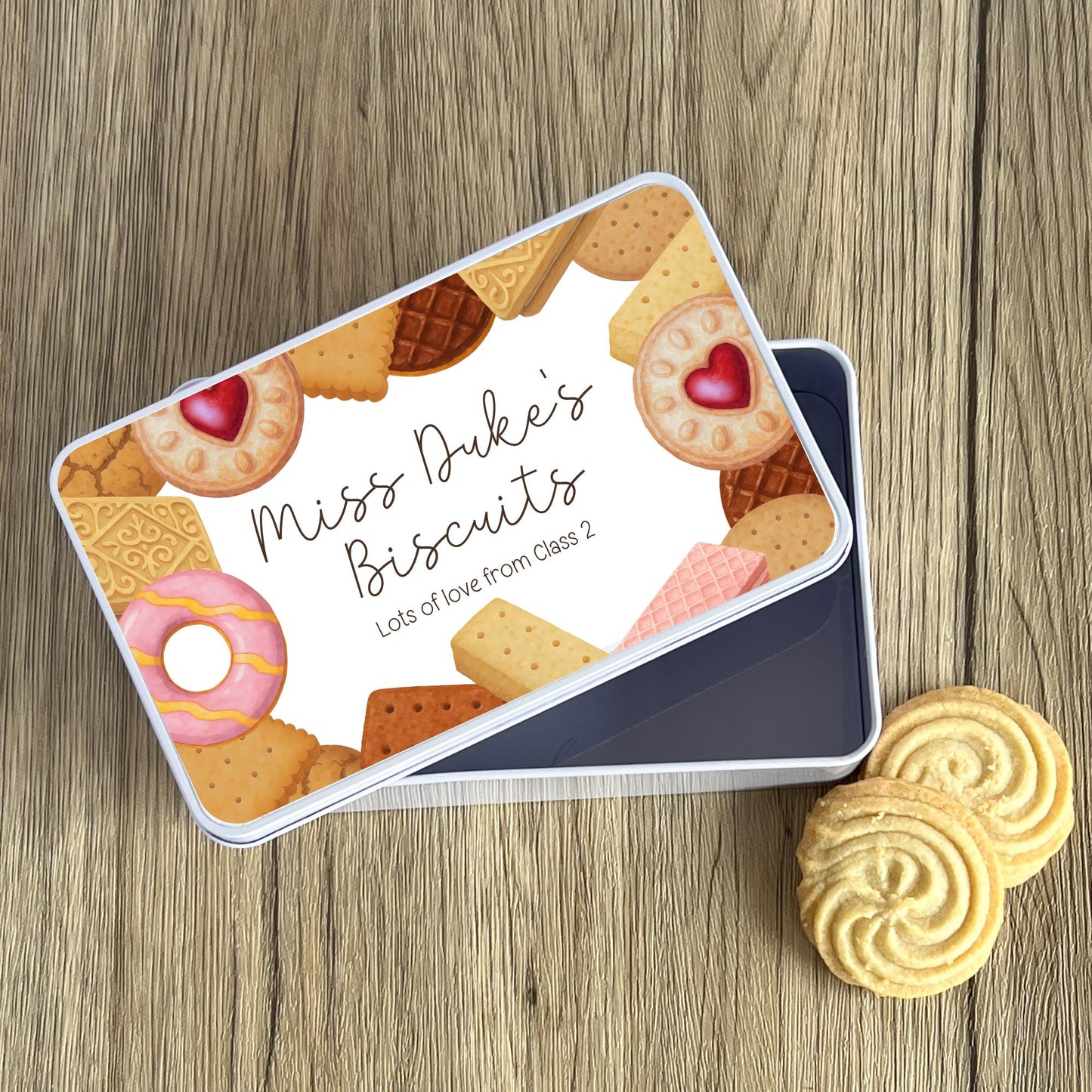 Personalised Teacher Biscuit Tin - End Of Term Gift - Thank You School Present - Custom Treat Cookie Cake Tin