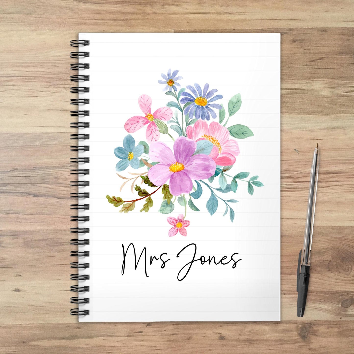 Personalised Teacher Notebook: Floral End of Term Gift