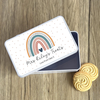 Personalised Teacher Biscuit Tin - End Of Term Gift - Thank You School Present - Custom Treat Cookie Cake Tin