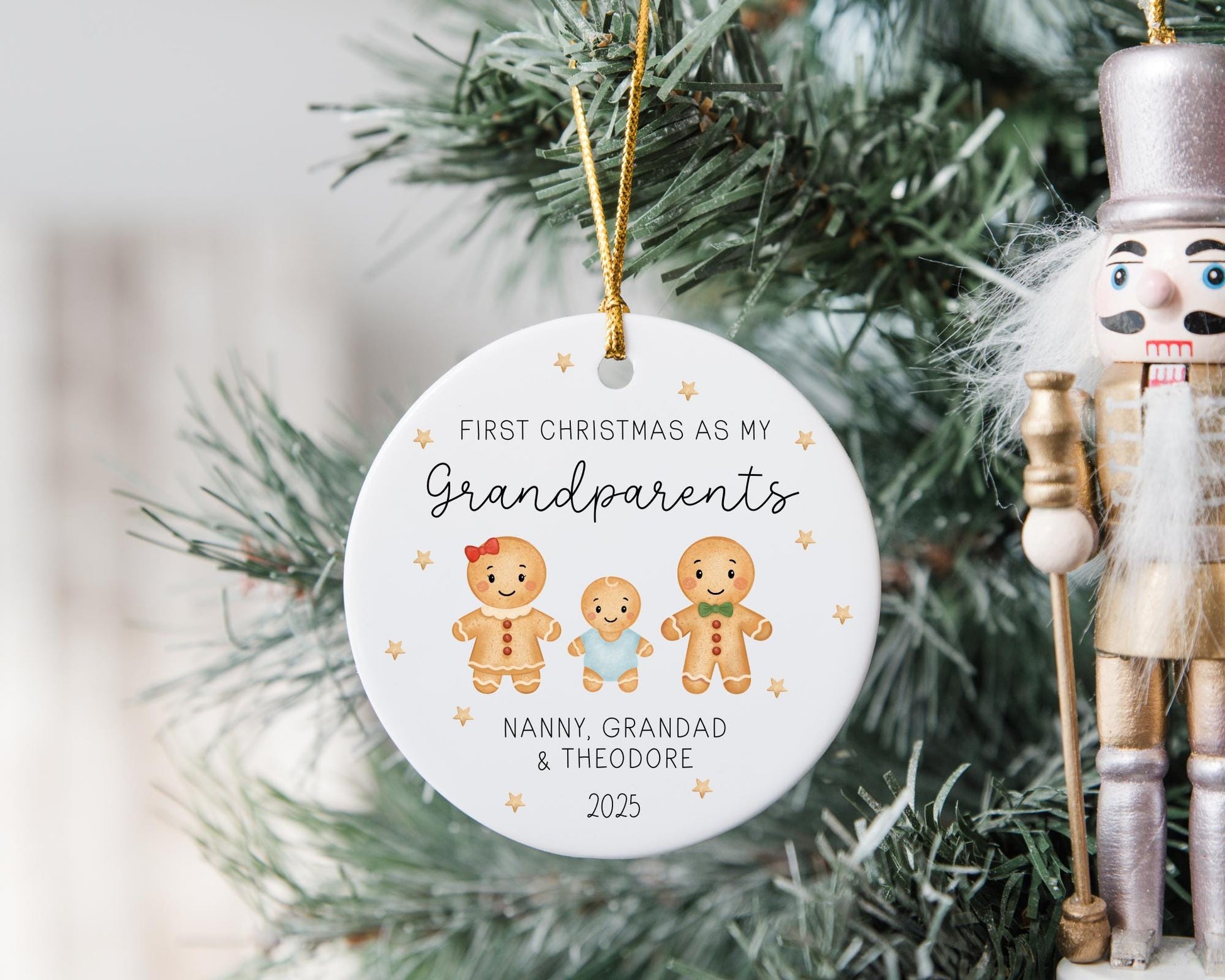 First Christmas As Grandparents Decoration Bauble Personalised Family Xmas Ornament Gift