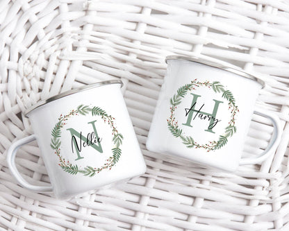 Personalised Children's Christmas Mug - Enamel Kids Xmas Cup - Christmas Eve Stocking Filler Gift