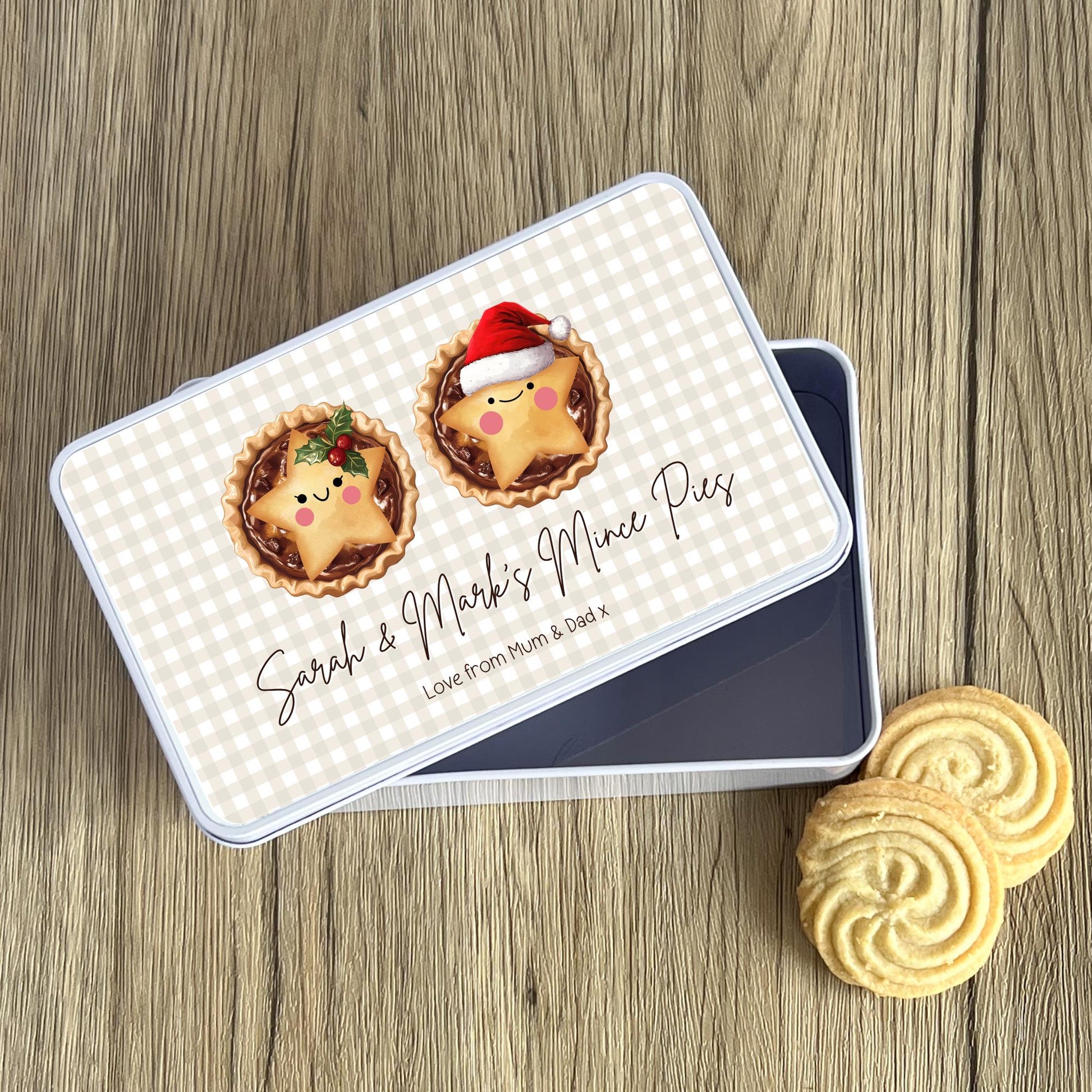 Personalised Christmas Mince Pie Tin - Stocking Filler Gift - Gift For Grandparents - Custom Treat Storage Tin