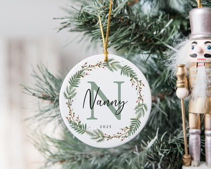 Personalised Name Christmas Decoration - First Christmas Bauble - Initial Tree Ornament - Ceramic Keepsake Gift
