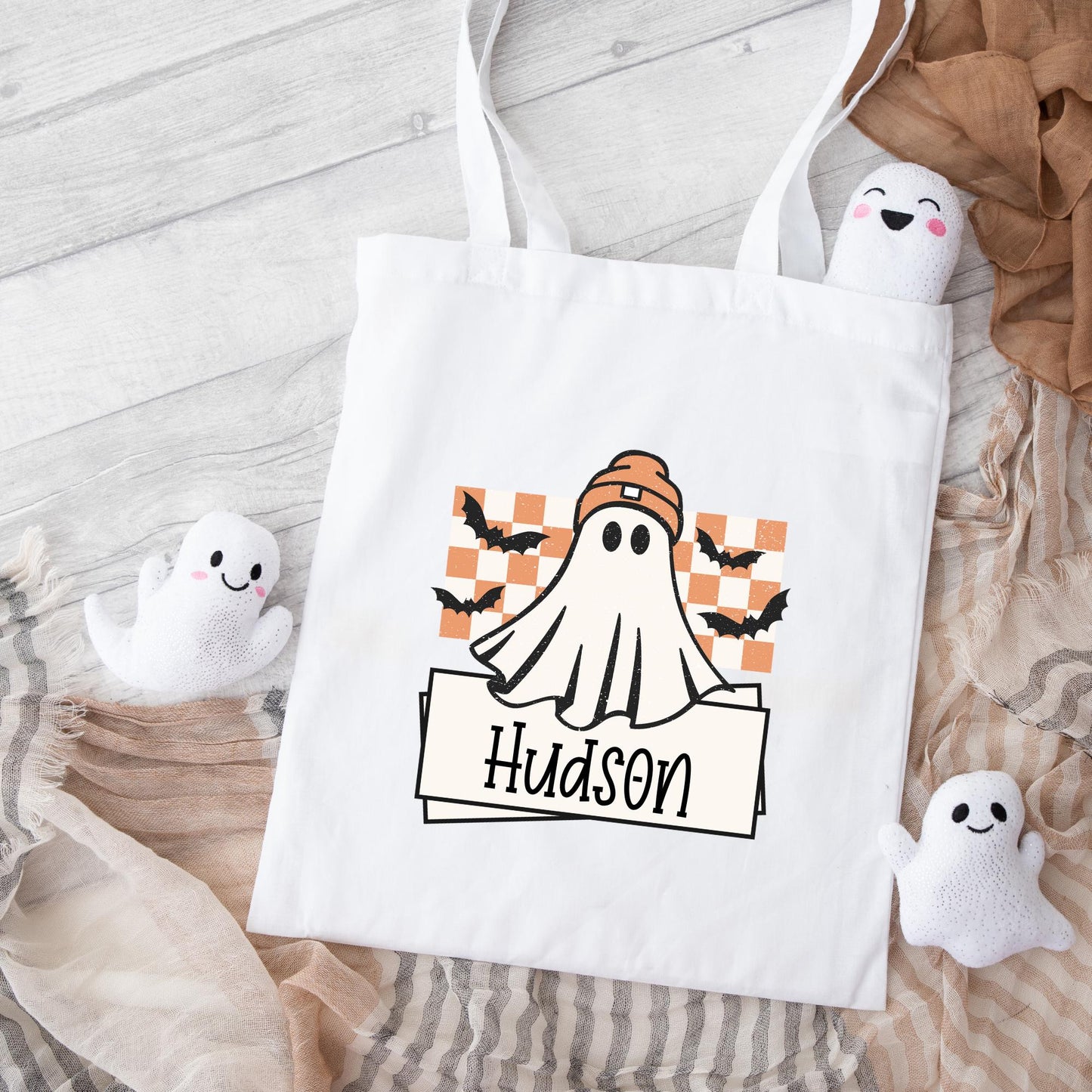 Halloween Bag Personalised Kids Ghost Trick Or Treat Sweet Retro Gift Boo Bag