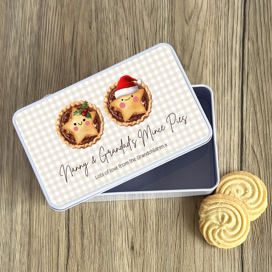 Personalised Christmas Mince Pie Tin - Stocking Filler Gift - Gift For Grandparents - Custom Treat Storage Tin
