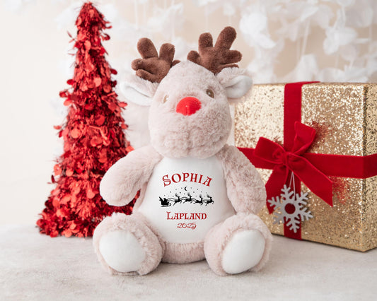 Personalised Lapland Christmas Teddy - Lapland Reveal Soft Toy Reindeer - Surprise Gift - 2025 Lapland Trip