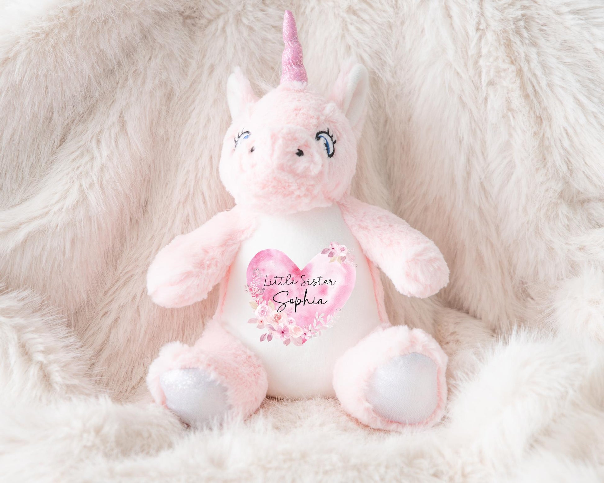 Sisters Unicorn Personalised Soft Toy Big Little Sis Girls New Baby Gift