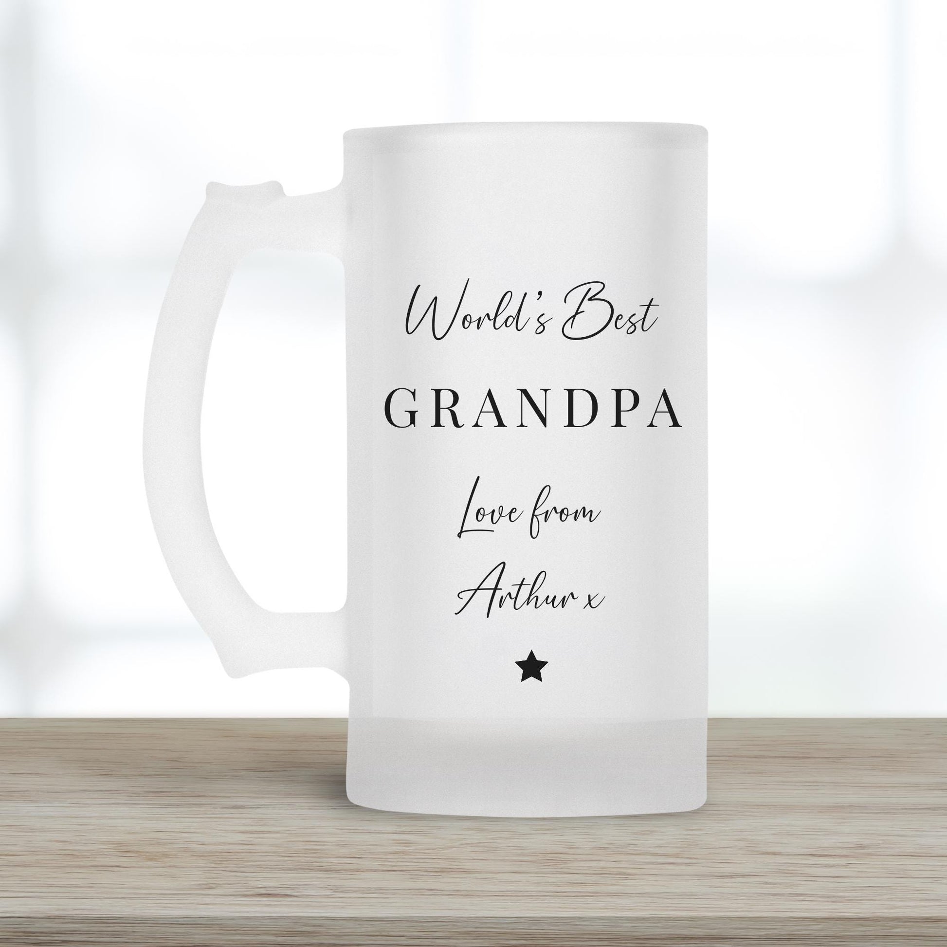 Personalised Beer Glass - World's Best Grandad - Grandpa Birthday Gift - Photo Gift Grampy - Drink Stein Present