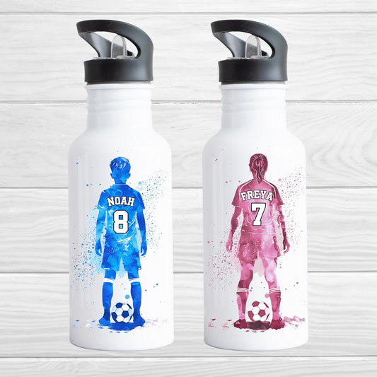 Personalised Football Bottle - Kids Water Bottle - Back To School - Water Bottle For Boys - Girl Footballer