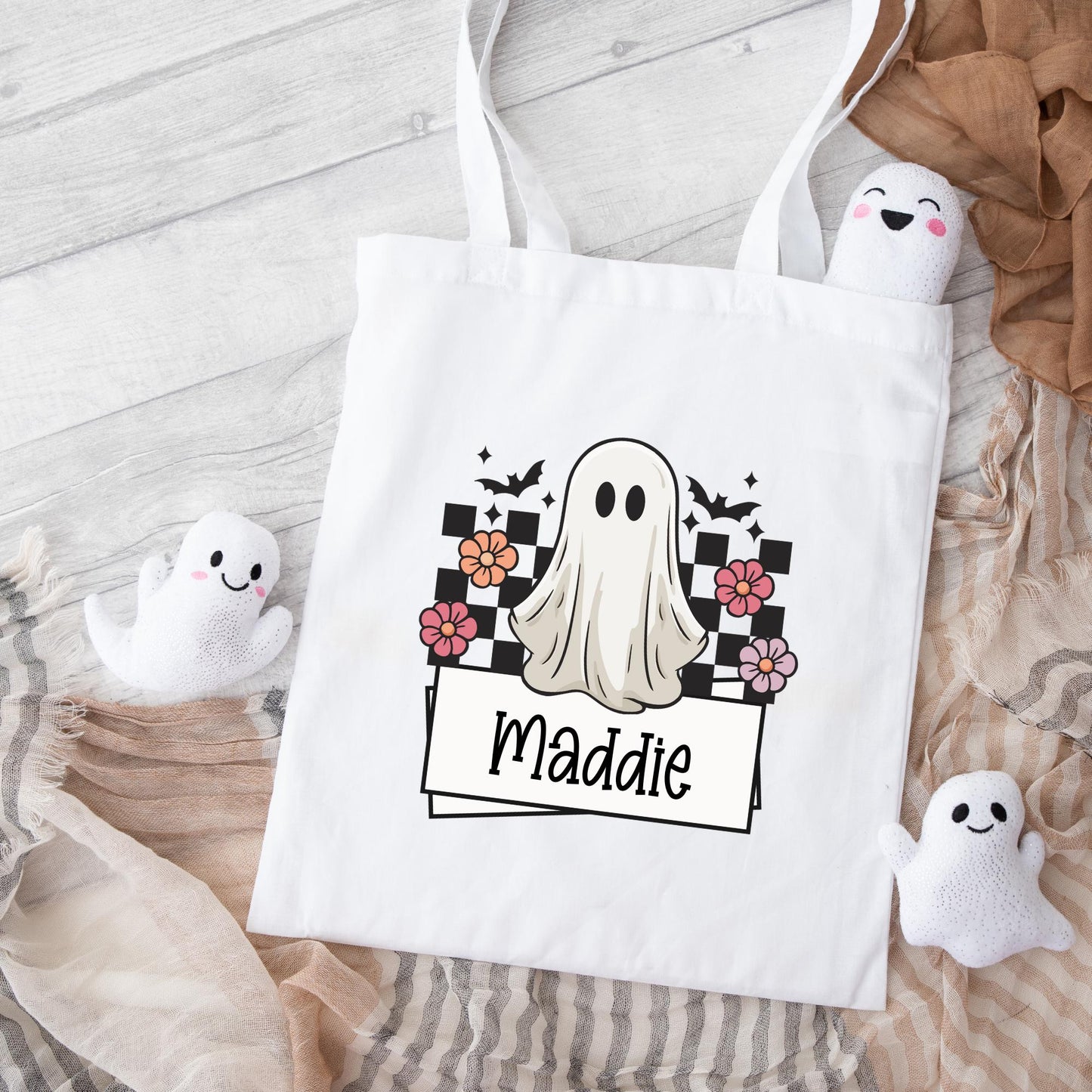Halloween Bag Personalised Kids Ghost Trick Or Treat Sweet Retro Gift Boo Bag