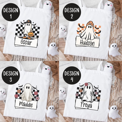 Halloween Bag Personalised Kids Ghost Trick Or Treat Sweet Retro Gift Boo Bag