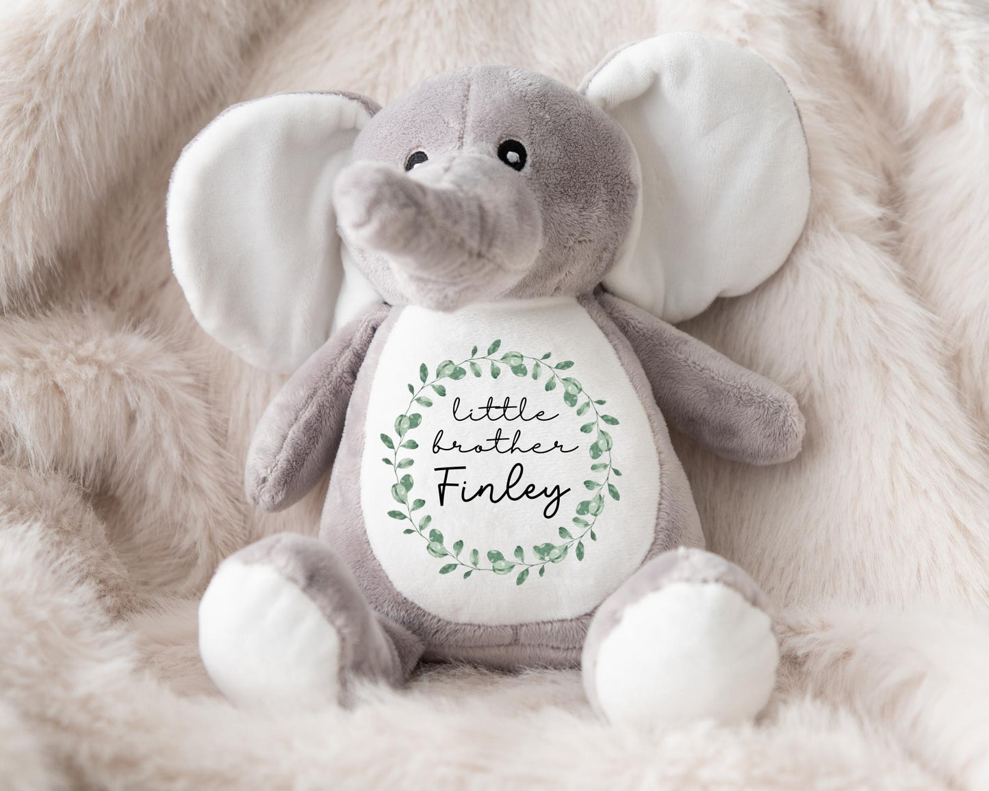 Big Sister/Brother Elephant Personalised Soft Toy New Baby Gift Little Sibling