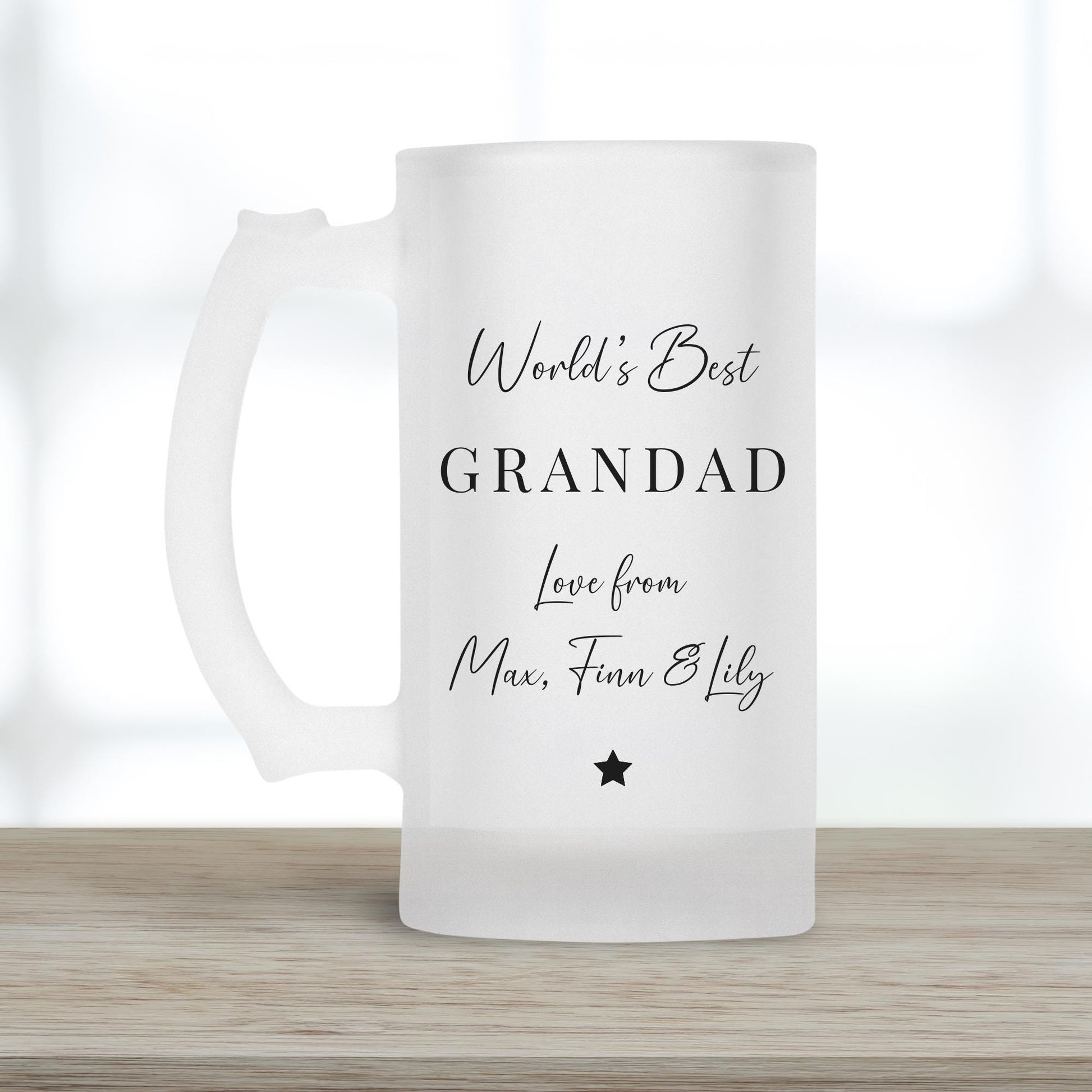 Personalised Beer Glass - World's Best Grandad - Grandpa Birthday Gift - Photo Gift Grampy - Drink Stein Present
