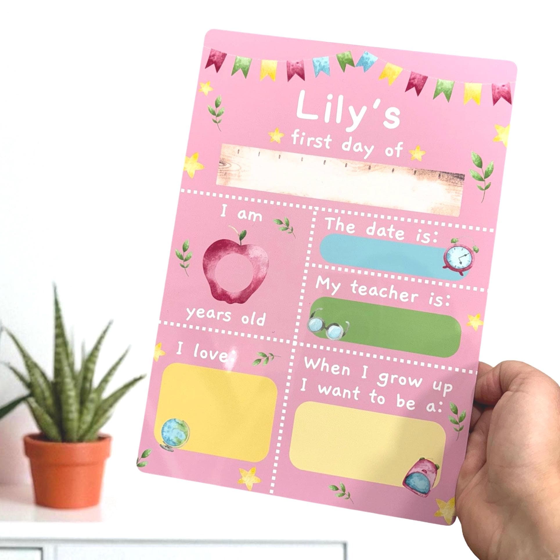 First Day Of School Sign Personalised Reception Back To School Wipeable Board