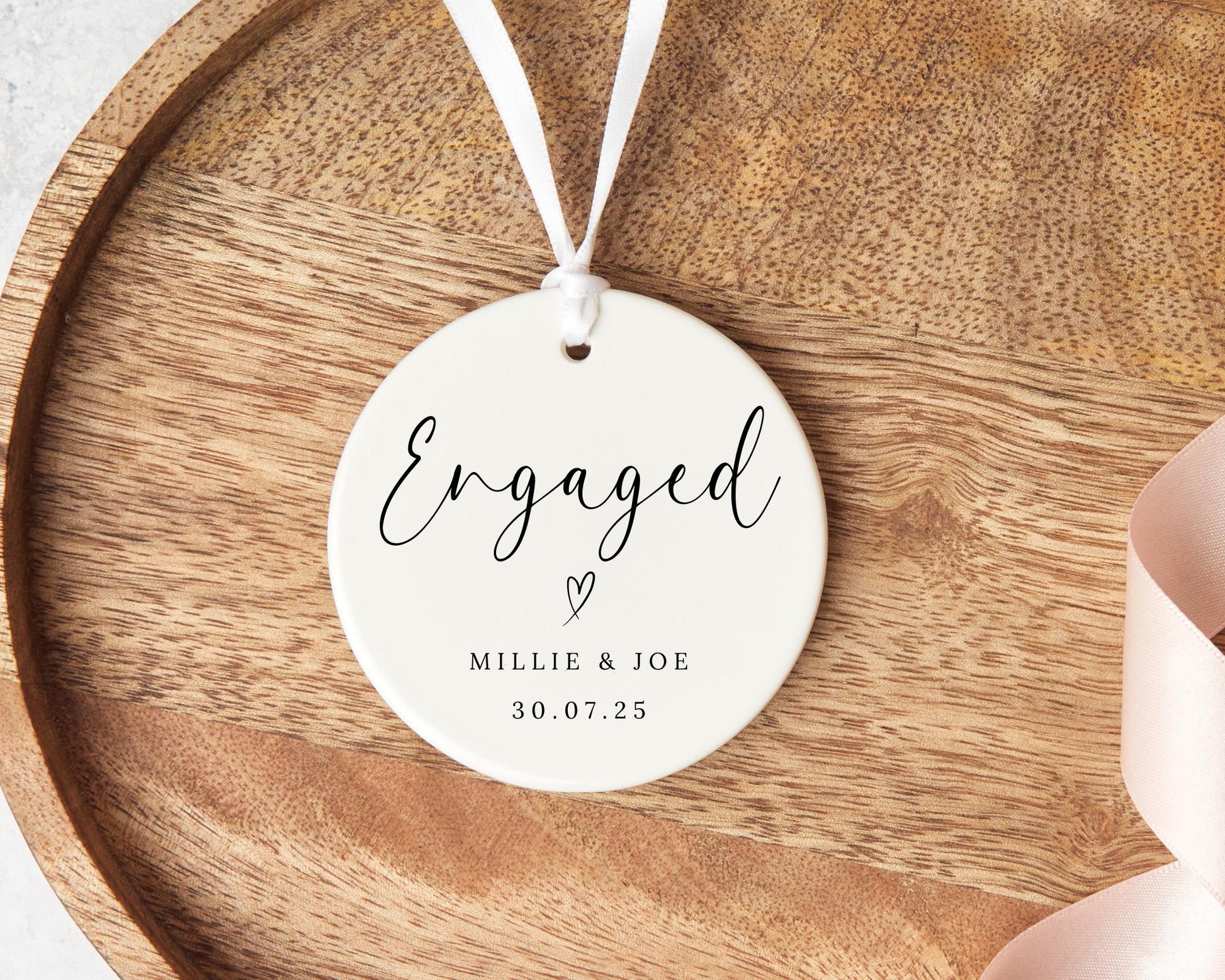 Engagement Gift Personalised Ceramic Keepsake New Engaged Couple Ornament