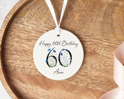 60th Birthday Gift Personalised Floral Sixty Ceramic Keepsake
