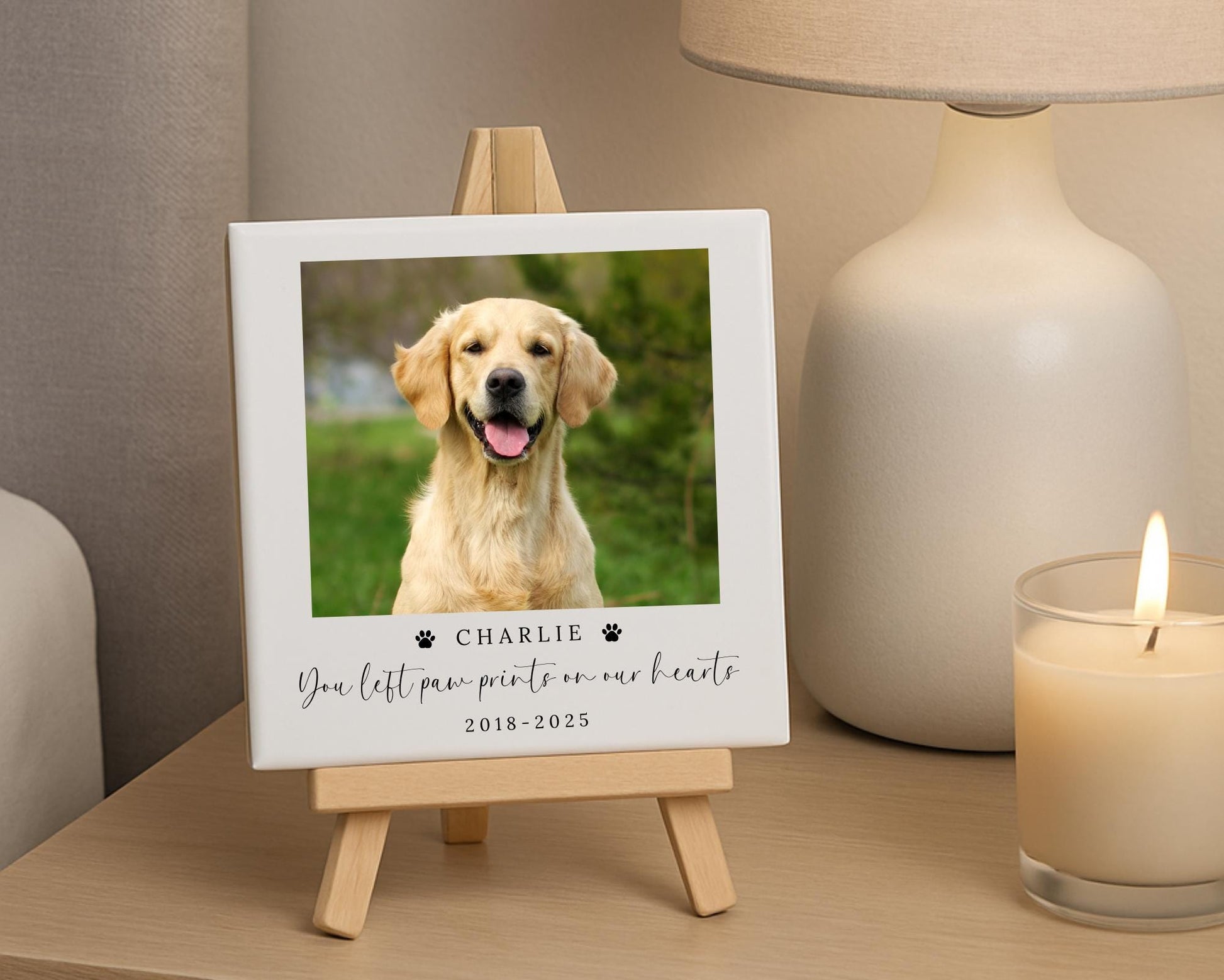 Personalised Dog Memorial Ceramic Photo Tile Pet Loss Gift