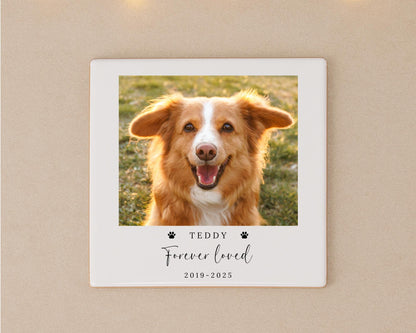 Personalised Dog Memorial Ceramic Photo Tile Pet Loss Gift