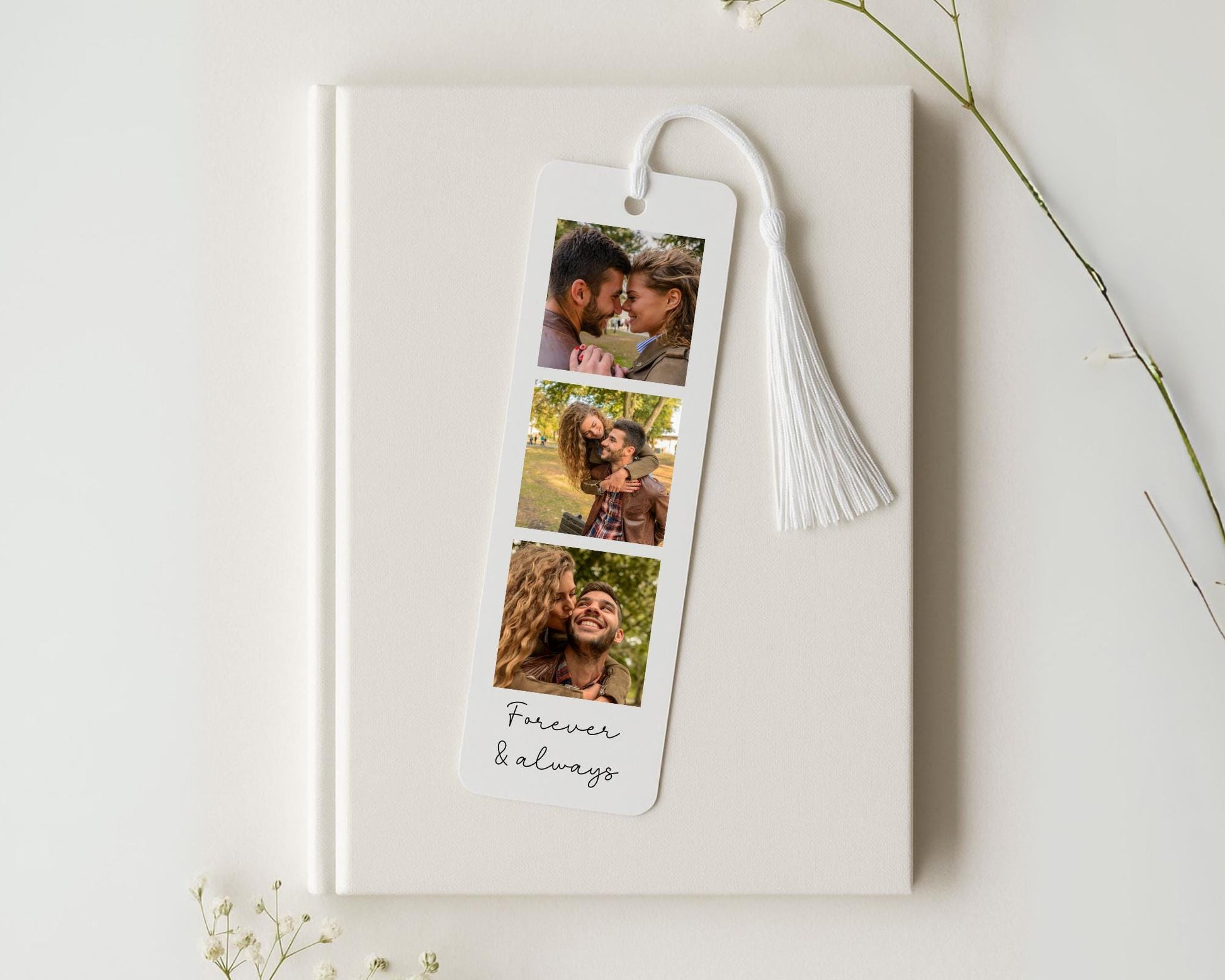 Personalised Couple Photo Bookmark Metal Anniversary Birthday Gift