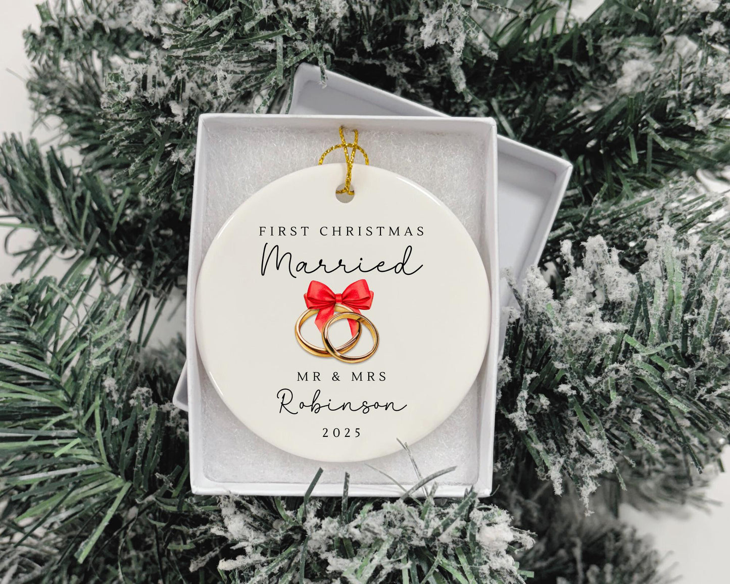 First Christmas Married Decoration Personalised Mr & Mrs Couple Wedding Gift
