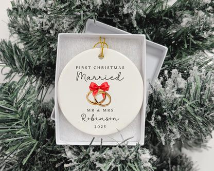 First Christmas Married Decoration Personalised Mr & Mrs Couple Wedding Gift