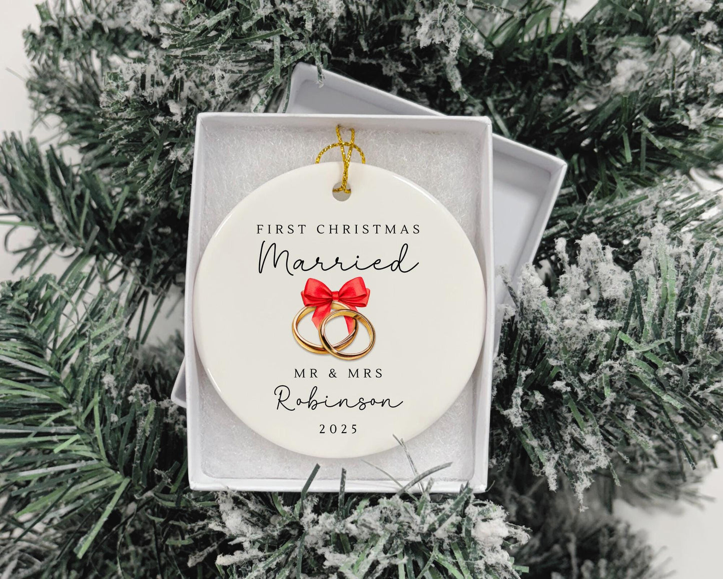 First Christmas Married Decoration Personalised Mr & Mrs Couple Wedding Gift