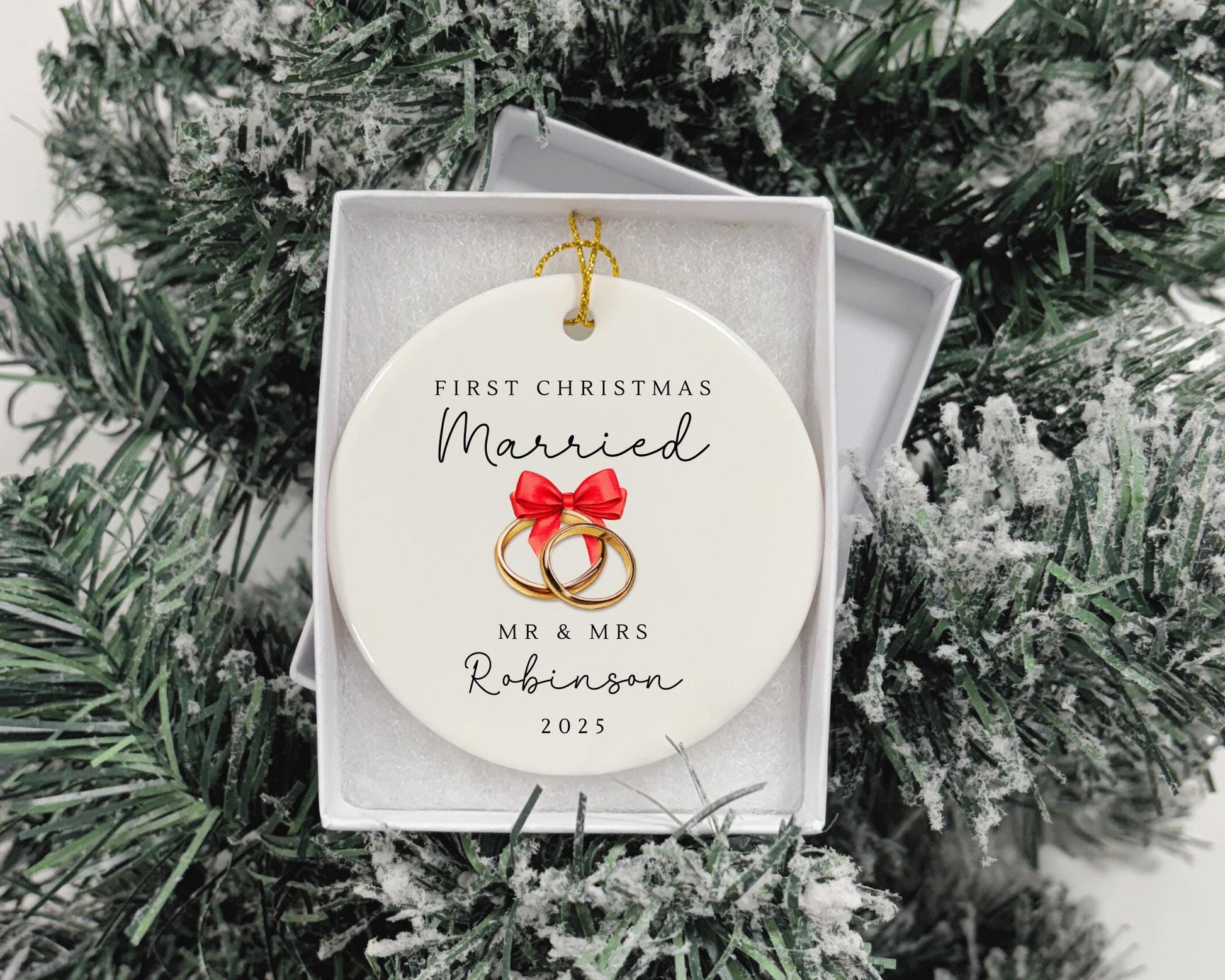 First Christmas Married Decoration Personalised Mr & Mrs Couple Wedding Gift