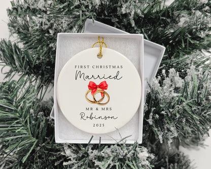 First Christmas Married Decoration Personalised Mr & Mrs Couple Wedding Gift