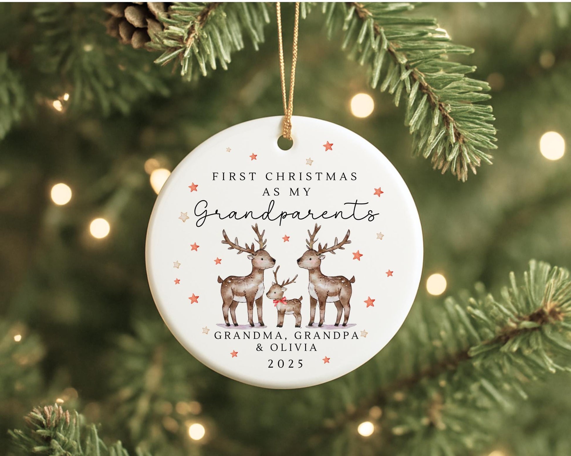 First Christmas As Grandparents Bauble Ornament Personalised Family Xmas Decoration Gift
