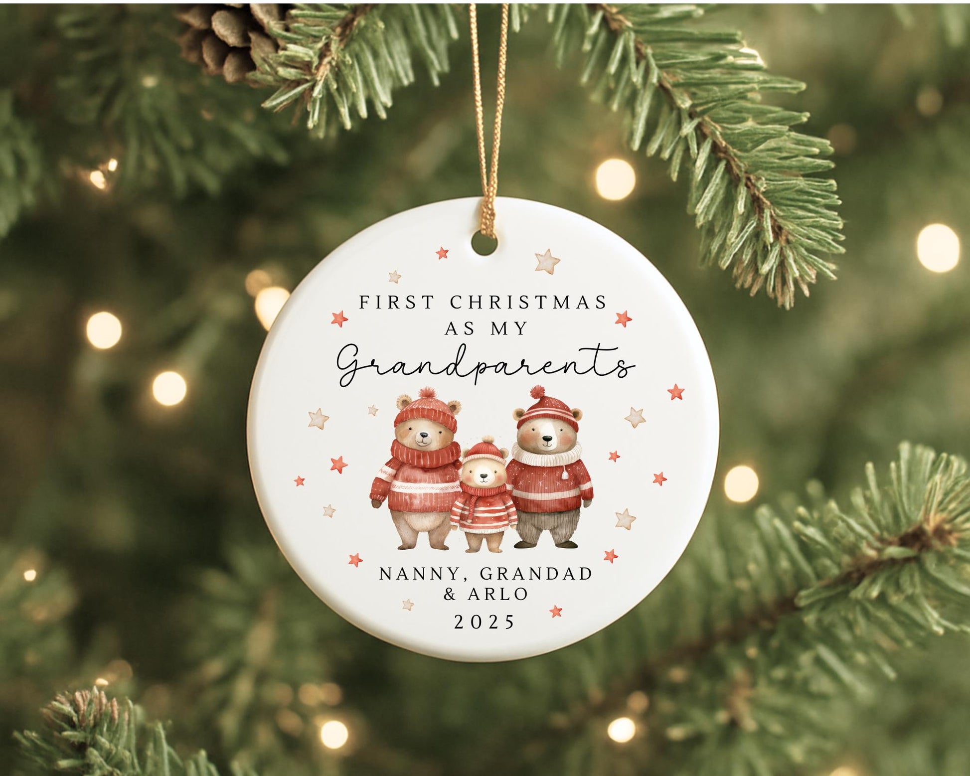 First Christmas As Grandparents Bauble Ornament Personalised Family Xmas Decoration Gift